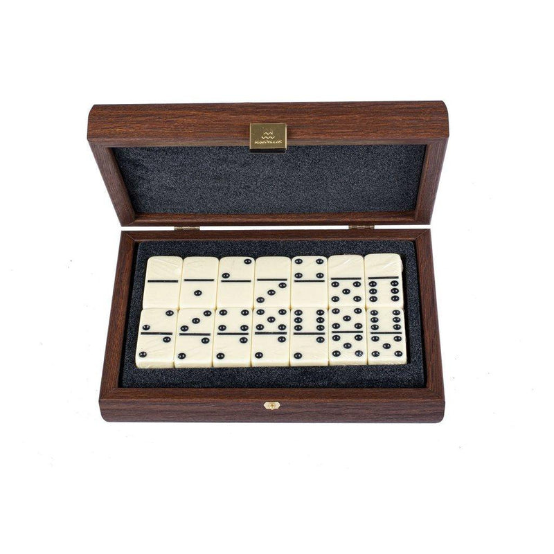 DOMINO SET in Dark Walnut replica wooden case-Bordspill-Manopoulos-Medium-Kvalitetstid AS