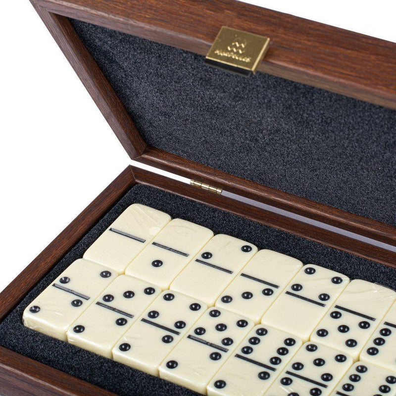 DOMINO SET in Dark Walnut replica wooden case-Bordspill-Manopoulos-Medium-Kvalitetstid AS