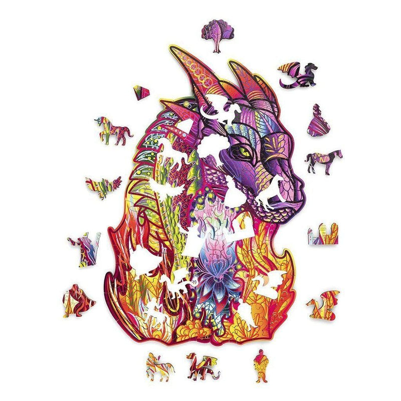 Wizard Dragon - wooden colorful puzzle by WoodTrick.