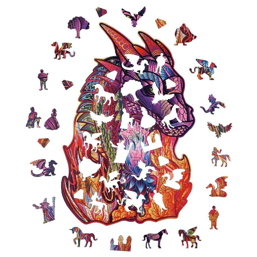 Wizard Dragon - wooden colorful puzzle by WoodTrick.