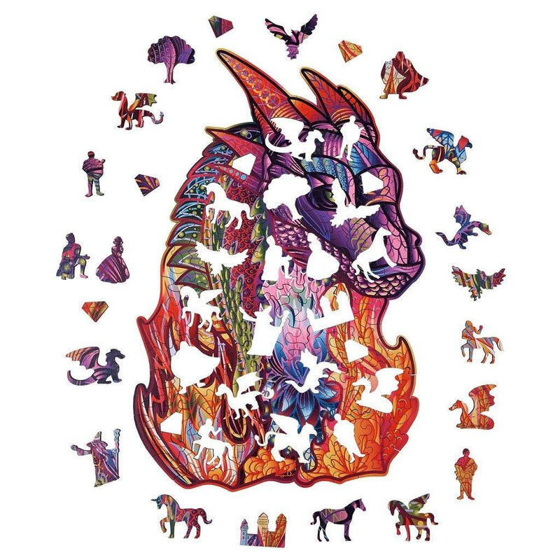 Wizard Dragon - wooden colorful puzzle by WoodTrick.