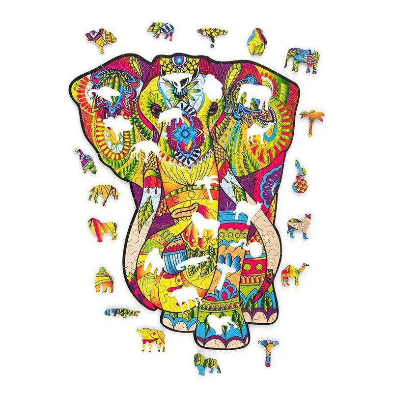 Splendid Elephant - wooden colorful puzzle by WoodTrick.