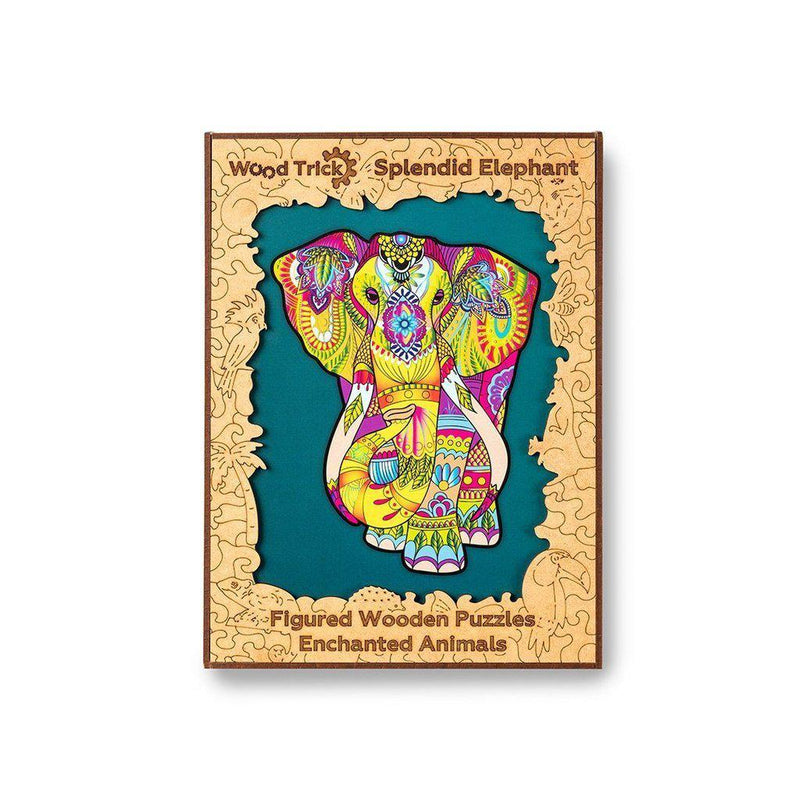 Splendid Elephant - wooden colorful puzzle by WoodTrick.