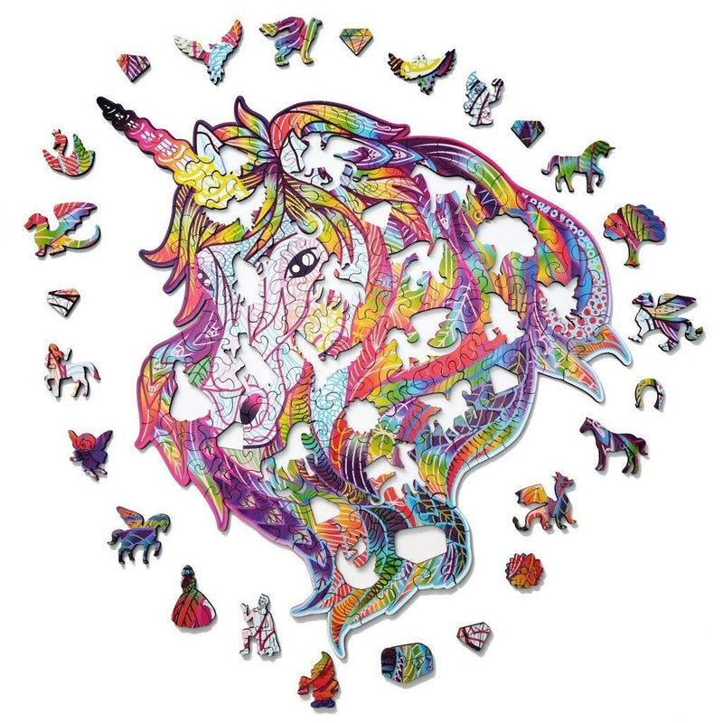 Sparkle Unicorn - wooden colorful puzzle by WoodTrick.