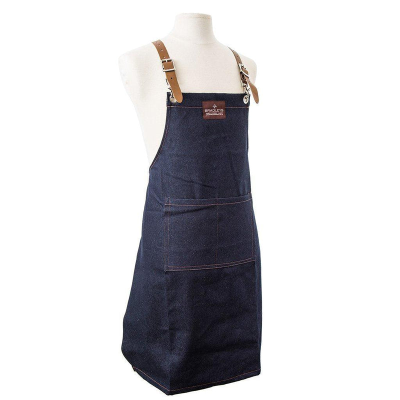 Forkle | Full lengde - Tekstil med skinndetaljer-Forklær-Bradleys The Tannery-Denim-Kvalitetstid AS