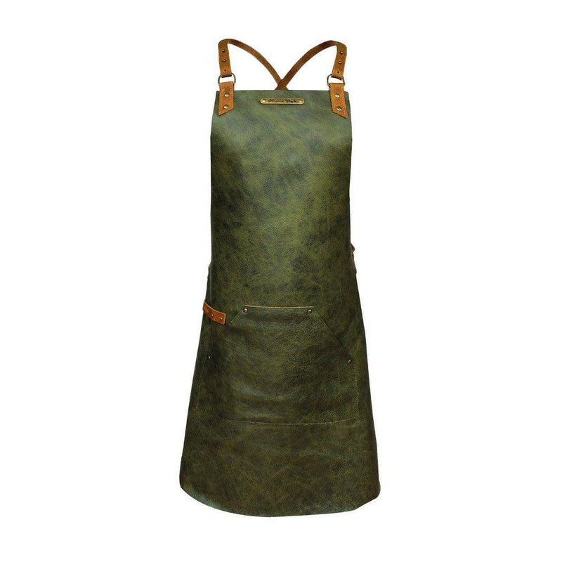 Forkle | Skinnforkle XL - Full Lengde - Kryssrem - Lær-Hage-Stalwart Crafts-Green-Kvalitetstid AS