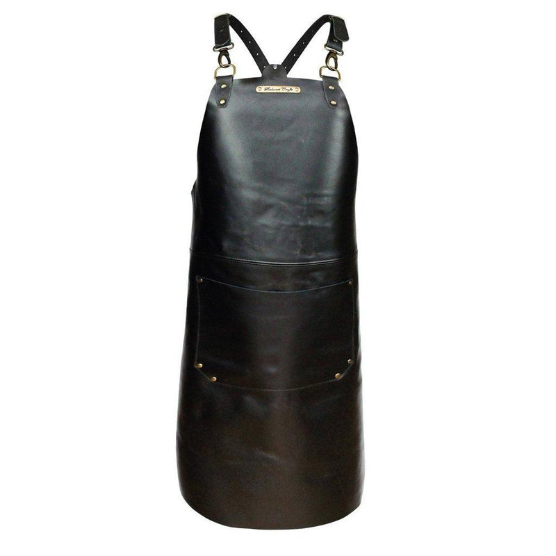 Forkle | Skinnforkle XL - Full Lengde - Kryssrem - Lær-Hage-Stalwart Crafts-Black-Kvalitetstid AS