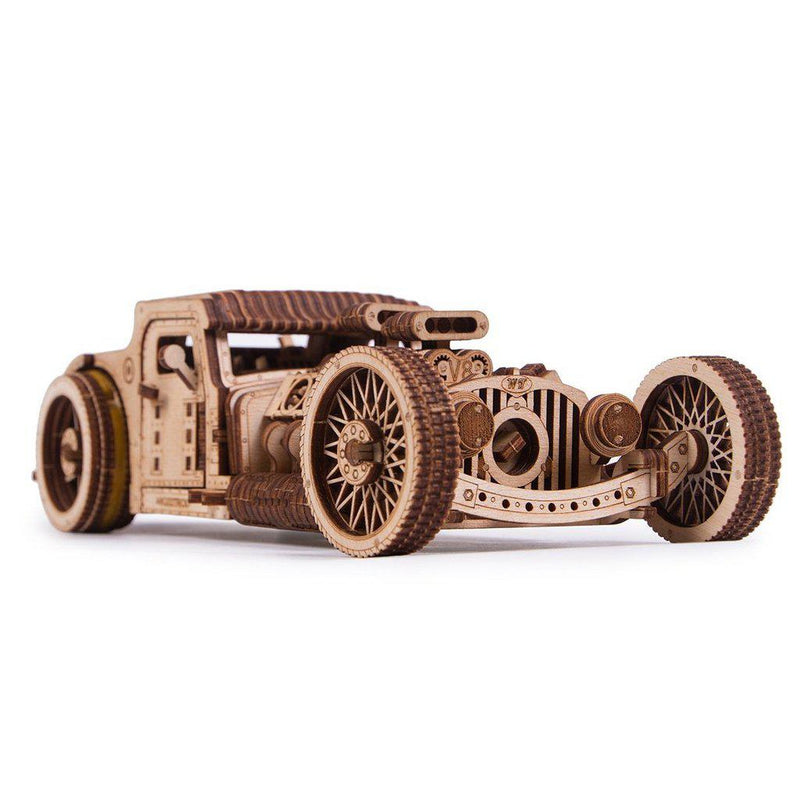 Hot-Rod - 3D mekanisk 3D byggesett i tre fra WoodTrick WoodTrick wooden model kit. Wooden 3D mechanical model