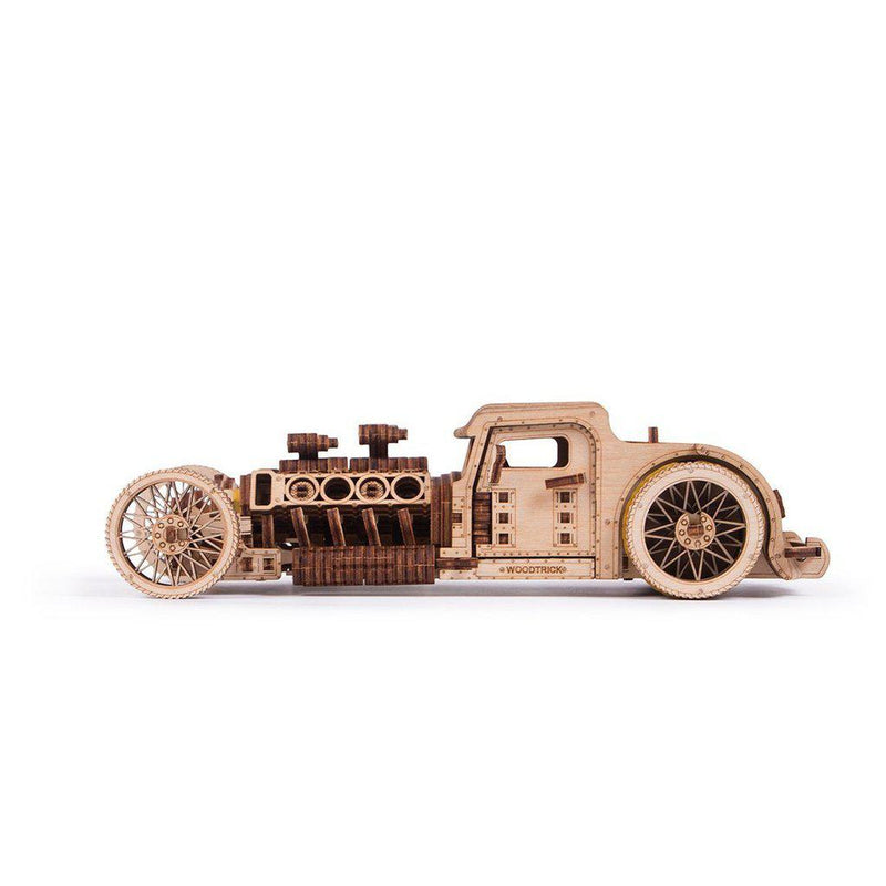 Hot-Rod - 3D mekanisk 3D byggesett i tre fra WoodTrick WoodTrick wooden model kit. Wooden 3D mechanical model