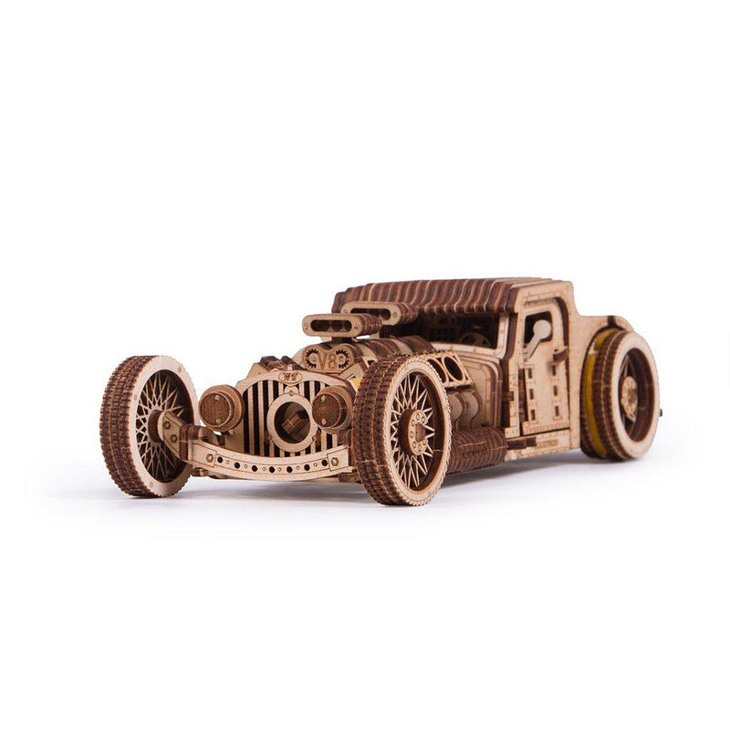 Hot-Rod - 3D mekanisk 3D byggesett i tre fra WoodTrick WoodTrick wooden model kit. Wooden 3D mechanical model