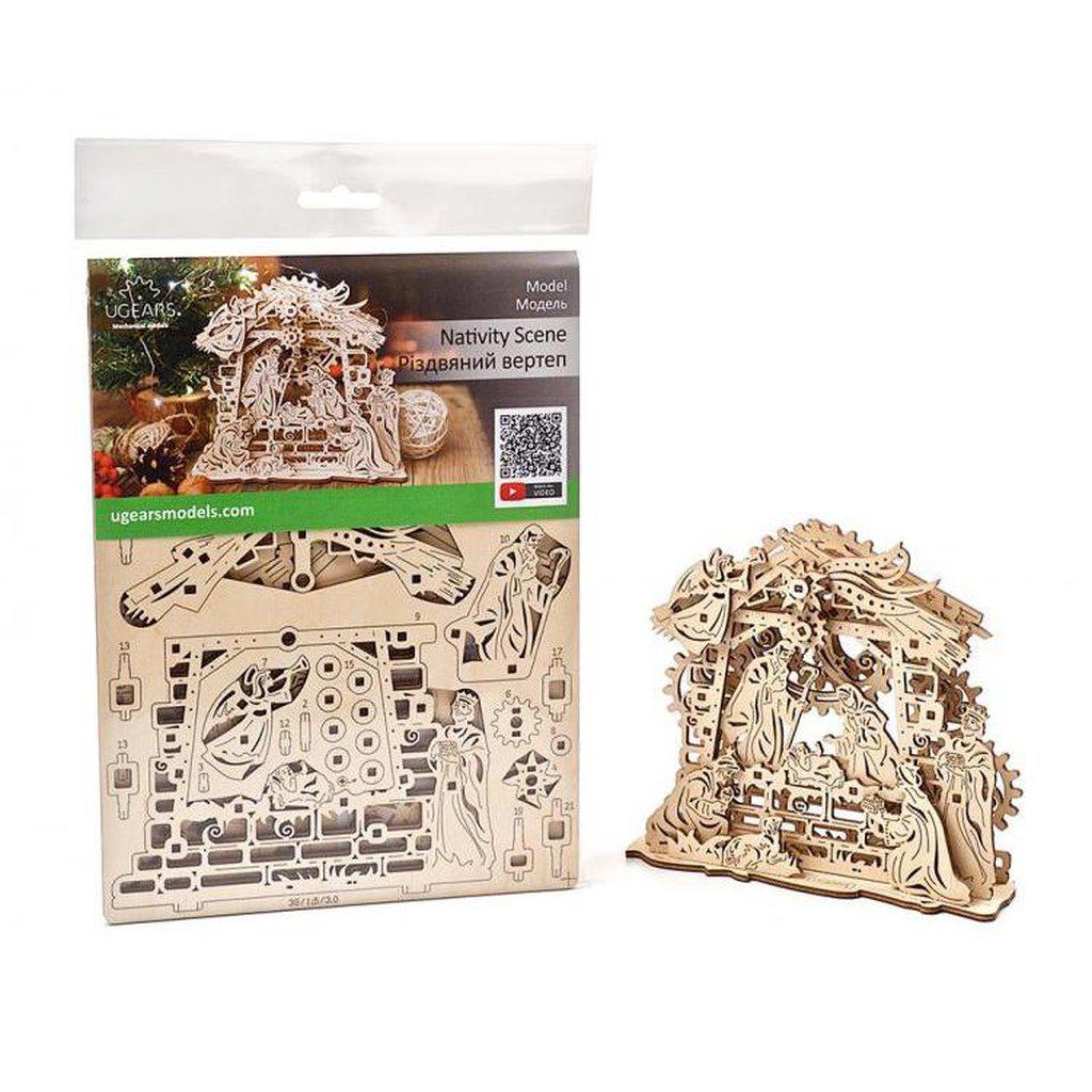 Julekrybbe Klassisk | Mekanisk 3-D byggesett-Byggesett-Ugears-Kvalitetstid AS