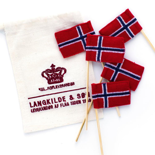 Kakeflagg 5 stk - norske flagg - ekte flaggduk-Flagg-Langkilde & Søn-Kvalitetstid AS