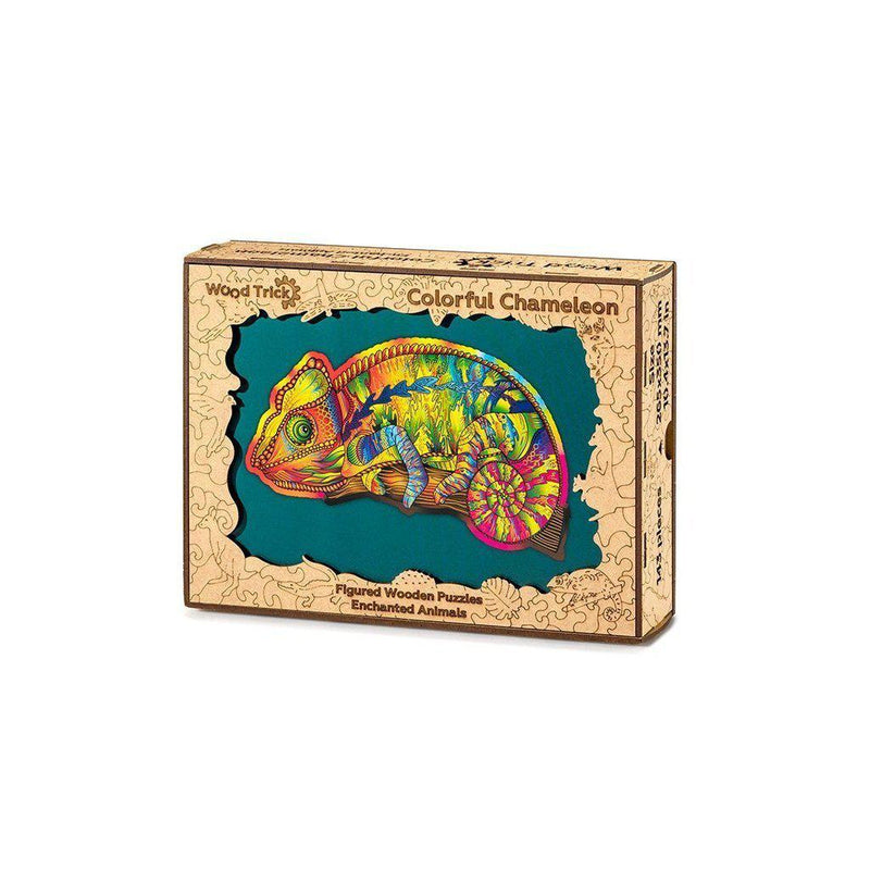 Сolorful Chameleon - wooden colorful puzzle by WoodTrick.