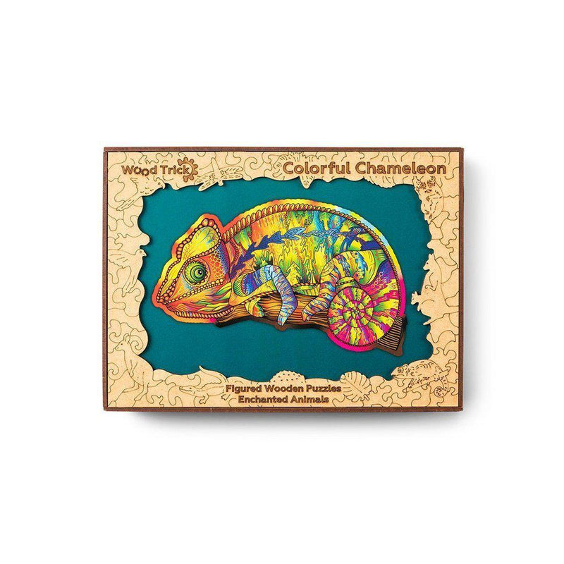 Сolorful Chameleon - wooden colorful puzzle by WoodTrick.