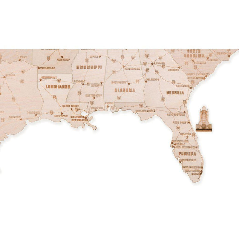 Wooden USA map - 3D mekanisk 3D byggesett i tre fra WoodTrick