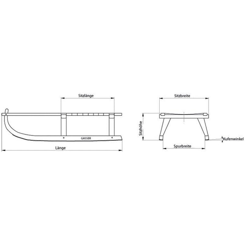 Kjelke i tre | Touring rodel | To-seter - 115 cm-Gasser-Kvalitetstid AS