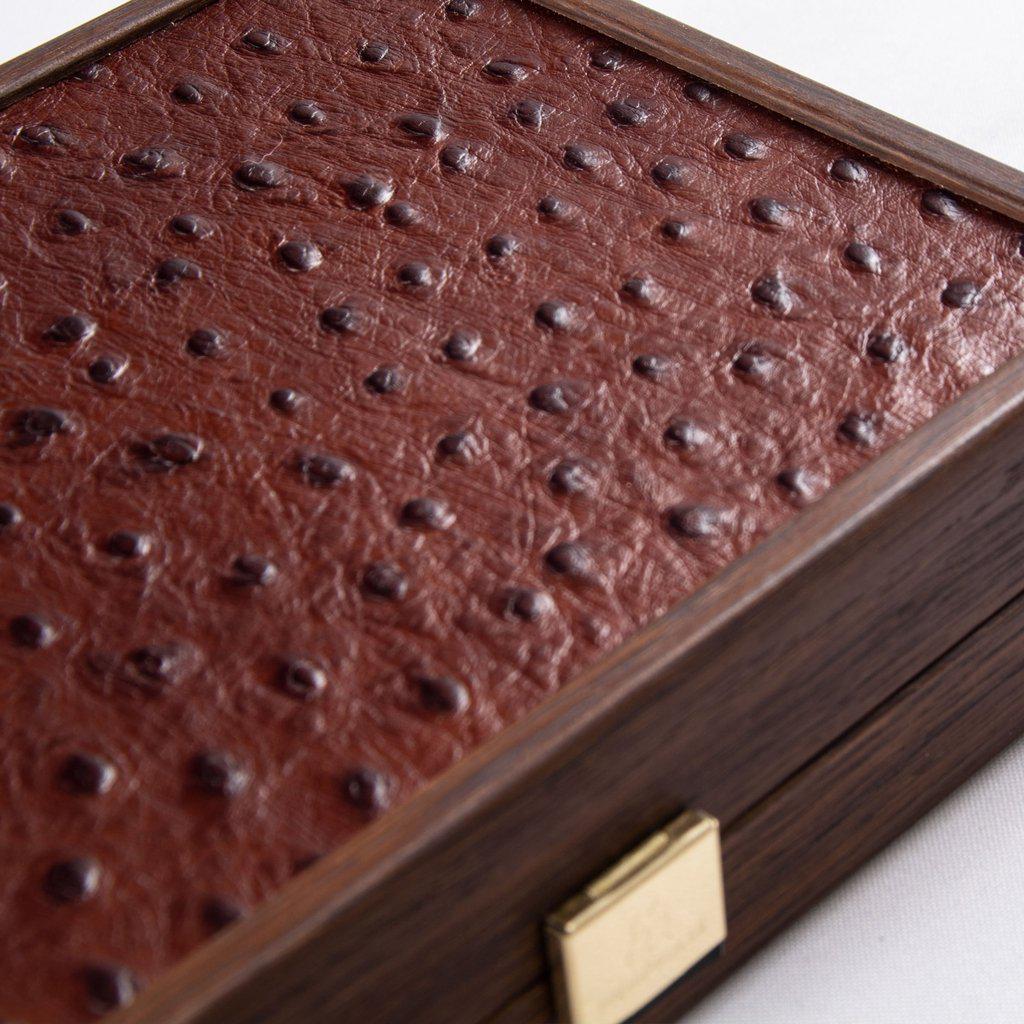 PLASTIC COATED PLAYING CARDS in Brown Leather Ostrich tote wooden case-Playing Cards-Manopoulos-Medium-Kvalitetstid AS
