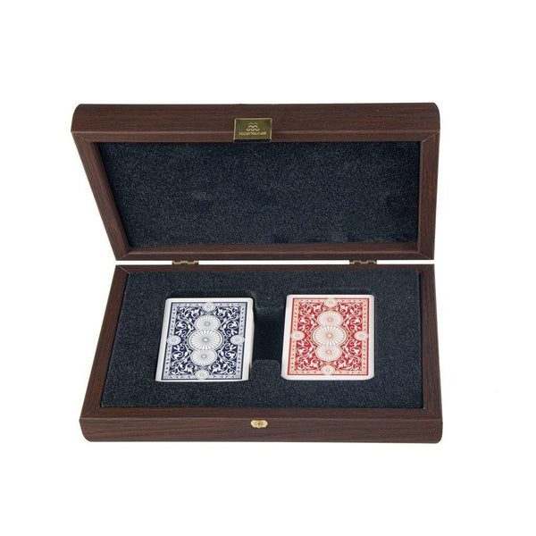 PLASTIC COATED PLAYING CARDS in wooden case with California Walnut burl-Playing Cards-Manopoulos-Medium-Kvalitetstid AS