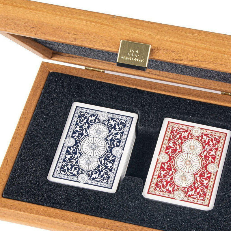 PLASTIC COATED PLAYING CARDS in wooden case with Lupo burl-Playing Cards-Manopoulos-Medium-Kvalitetstid AS