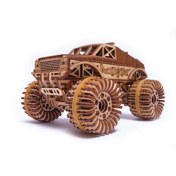 Monster-Truck-3D-wooden-mechanical-model-kit-by-WoodTrick