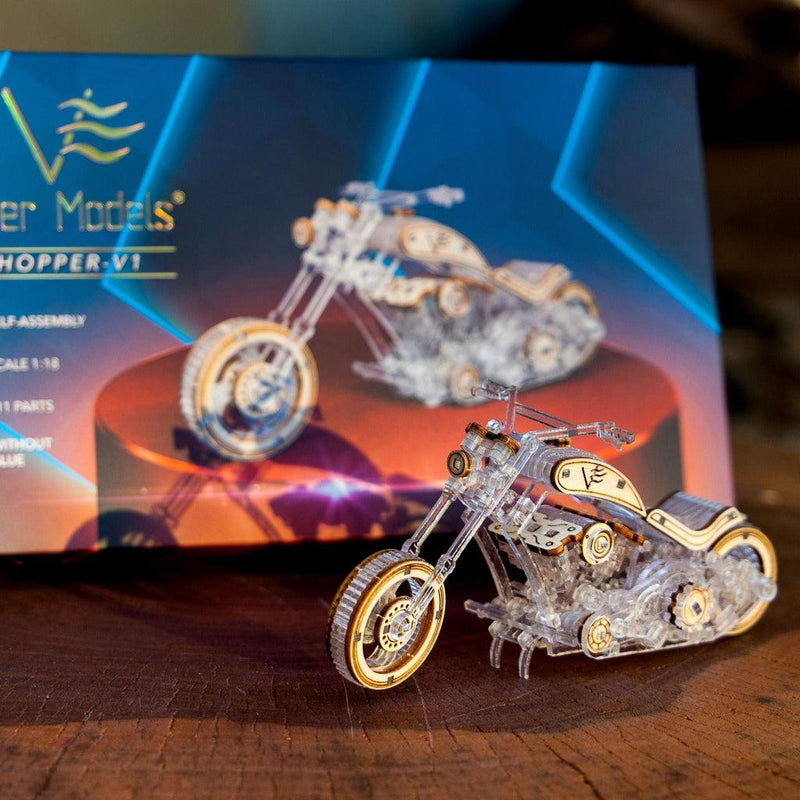 Motorsykkel | Chopper-V1-Byggesett - mekaniske-Veter Models-Kvalitetstid AS