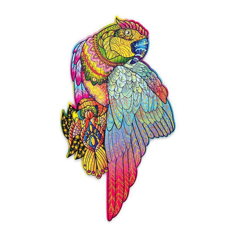 Bright Parrot - wooden colorful puzzle by WoodTrick.