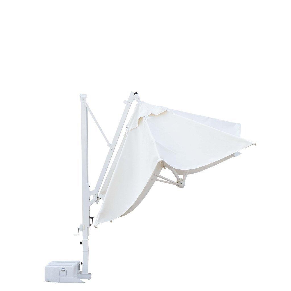 Parasoll Galileo White | m/sidearm-Sidestilte parasoller-Scolaro-3x3-Natur-Med volanger-Kvalitetstid AS