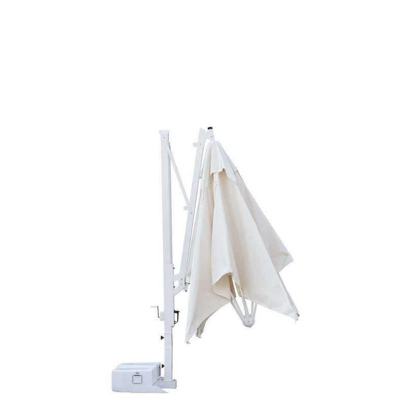 Parasoll Galileo White | m/sidearm-Sidestilte parasoller-Scolaro-3x3-Natur-Med volanger-Kvalitetstid AS