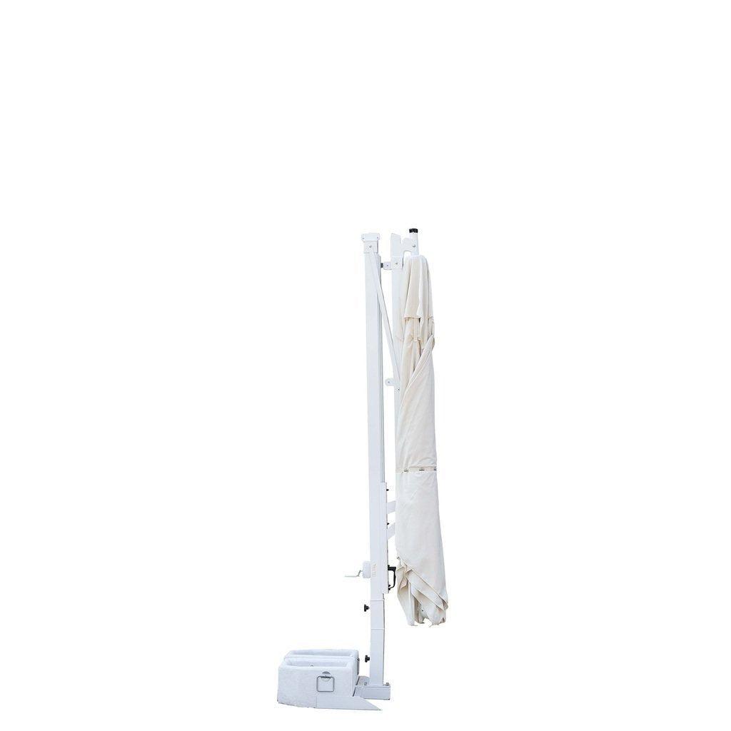 Parasoll Galileo White | m/sidearm-Sidestilte parasoller-Scolaro-3x3-Natur-Med volanger-Kvalitetstid AS