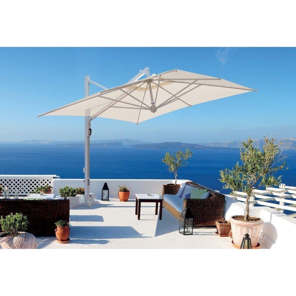 Parasoll Galileo White | m/sidearm-Sidestilte parasoller-Scolaro-3x3-Natur-Med volanger-Kvalitetstid AS