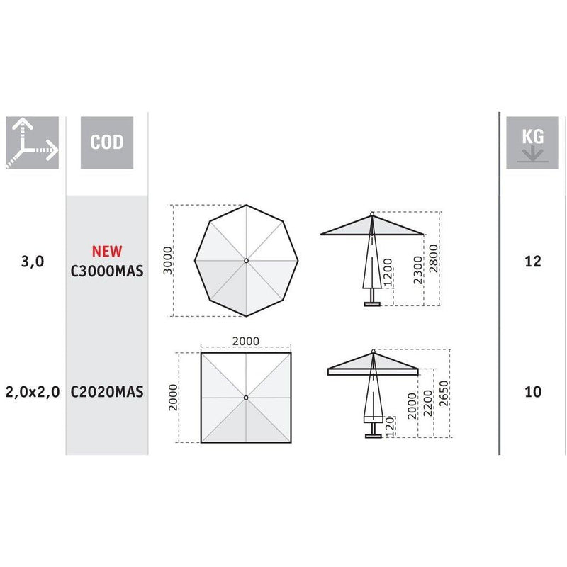 Parasoll Marina | midtstilt stang-Parasoller-Scolaro-2x2-Natur-Med volanger-Kvalitetstid AS