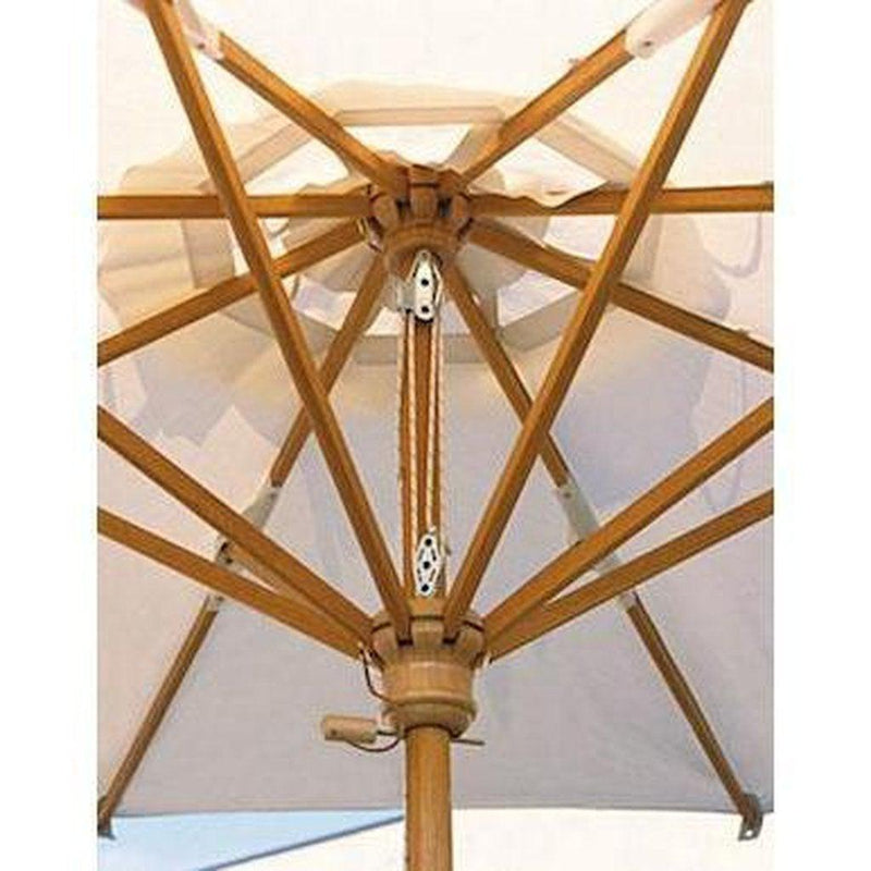 Parasoll Palladio firkantet | Midtstilt stang i tre-Midtstilte parasoller-Scolaro-2x2-Natur-Med volanger-Kvalitetstid AS