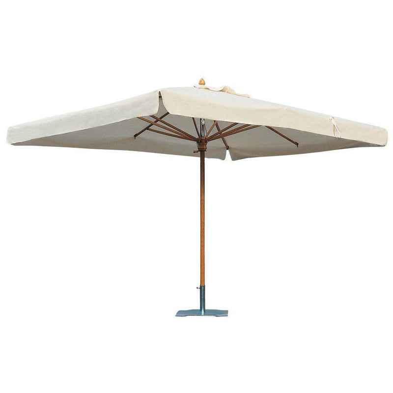 Parasoll Palladio firkantet | Midtstilt stang i tre-Midtstilte parasoller-Scolaro-2x2-Natur-Med volanger-Kvalitetstid AS