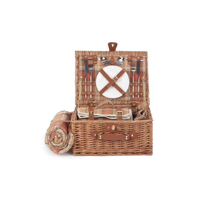 Picnic-kurv m/kjølebag | Skotskrutete rødtoner | 2 personer-Picnic-Willow Direct-Kvalitetstid AS