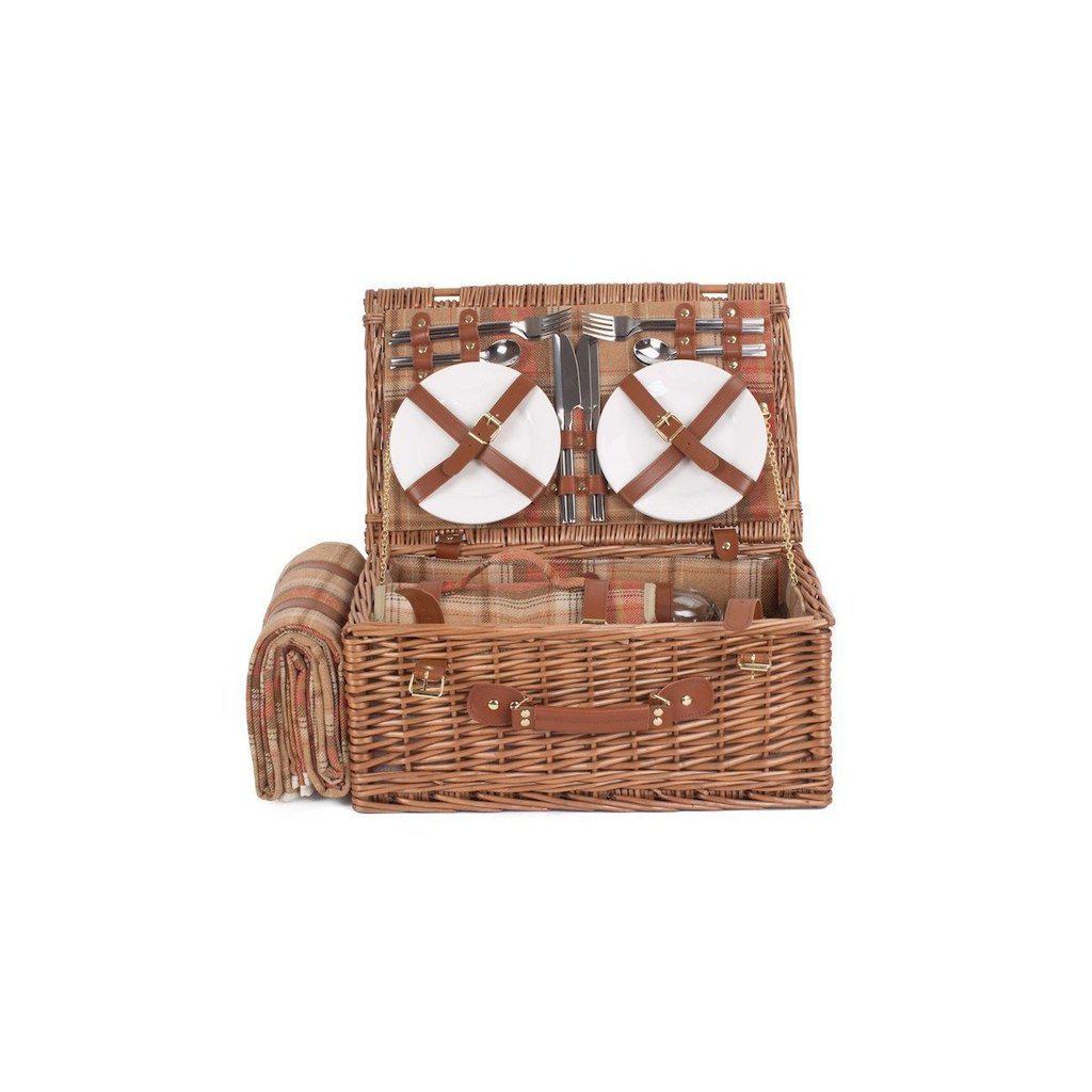 Picnic-kurv m/kjølebag | Skotskrutete rødtoner | 4 personer-Picnic-Willow Direct-Kvalitetstid AS