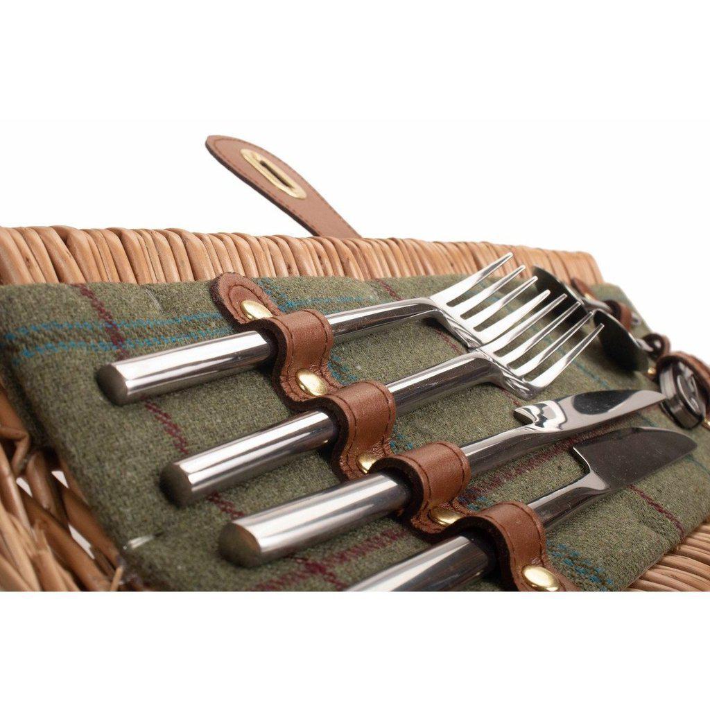 Picnic-kurv - tønne m/kjølebag | Grønn Tweed | 2 personer-Picnic-Willow Direct-Kvalitetstid AS