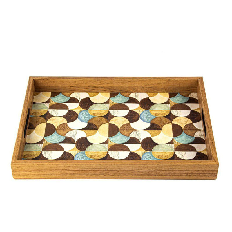 Serveringsbrett i tre med trykt motiv - ART DECO TURQUOISE-Decorative Objects-Manopoulos-Large-Kvalitetstid AS