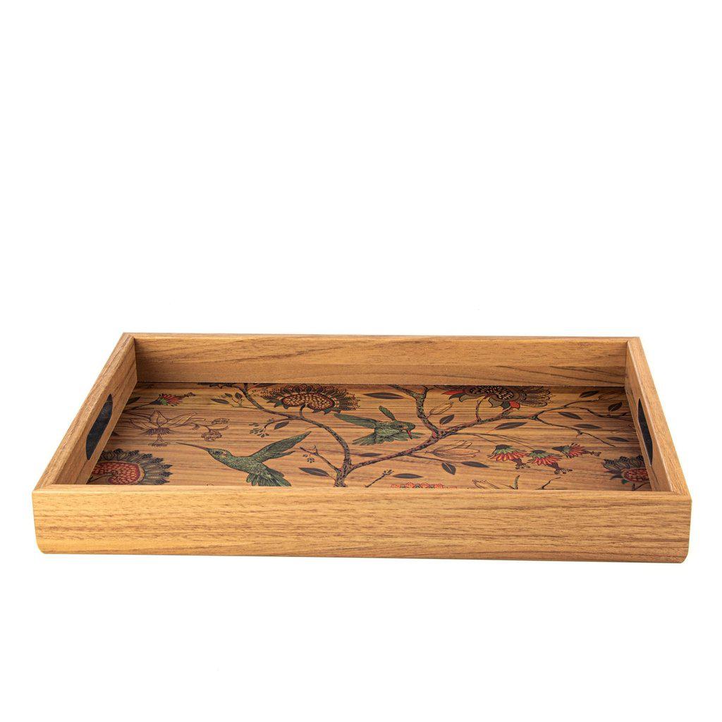 Serveringsbrett i tre med trykt motiv - BIRDS-Decorative Objects-Manopoulos-Large-Kvalitetstid AS