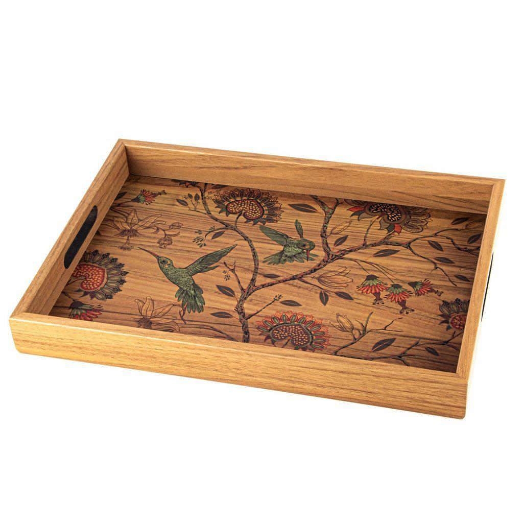 Serveringsbrett i tre med trykt motiv - BIRDS-Decorative Objects-Manopoulos-Large-Kvalitetstid AS