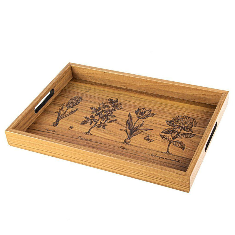Serveringsbrett i tre med trykt motiv - GARDENING-Decorative Objects-Manopoulos-Large-Kvalitetstid AS
