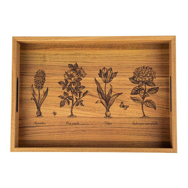 Serveringsbrett i tre med trykt motiv - GARDENING-Decorative Objects-Manopoulos-Large-Kvalitetstid AS