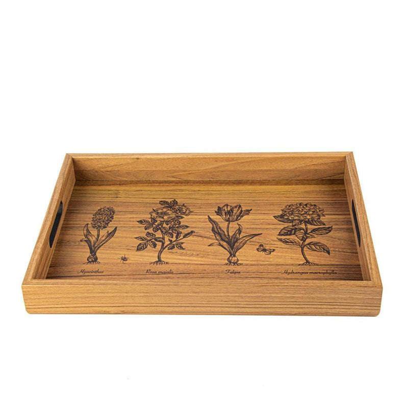 Serveringsbrett i tre med trykt motiv - GARDENING-Decorative Objects-Manopoulos-Large-Kvalitetstid AS