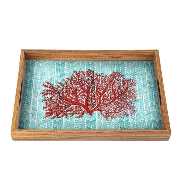 Serveringsbrett i tre med trykt motiv - CORAL-Decorative Objects-Manopoulos-Large-Kvalitetstid AS