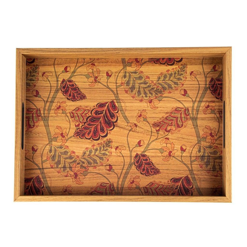 Serveringsbrett i tre med trykt motiv - PURPLE BLOSSOM-Decorative Objects-Manopoulos-Large-Kvalitetstid AS