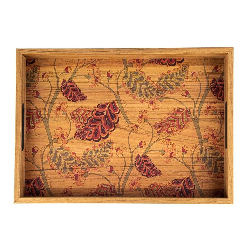 Serveringsbrett i tre med trykt motiv - PURPLE BLOSSOM-Decorative Objects-Manopoulos-Large-Kvalitetstid AS