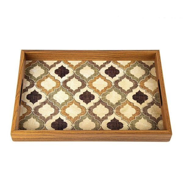 Serveringsbrett i tre med trykt motiv - MOROCCAN STYLE-Decorative Objects-Manopoulos-Large-Kvalitetstid AS