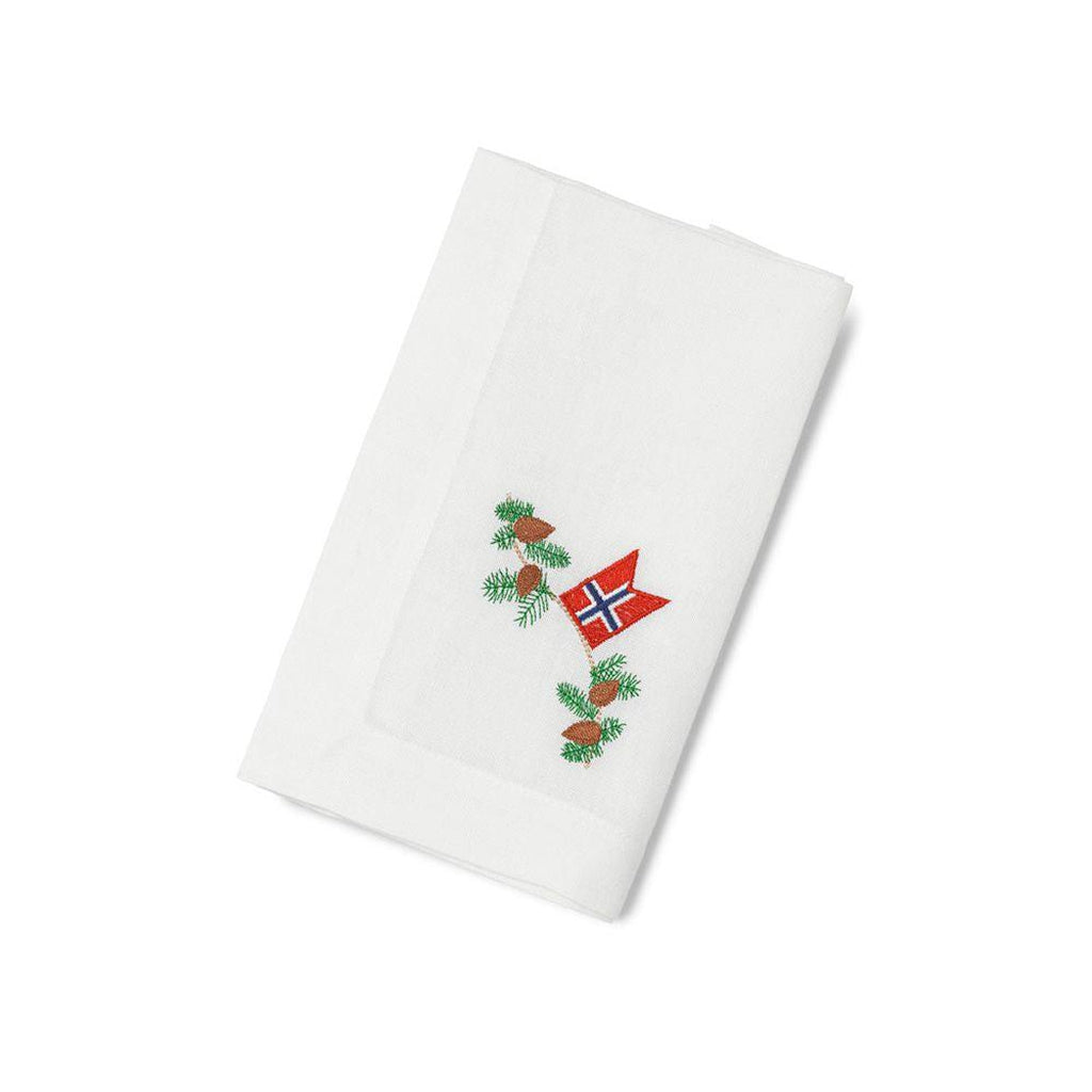 Servietter med julemotiv (6 stk) - ekte flaggduk-Servietter-Langkilde & Søn-Kvalitetstid AS