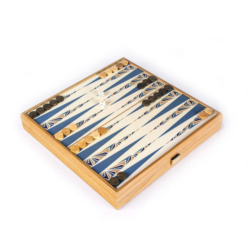 NAVY BLUE COLOUR - 4 in 1 Combo Game - Sjakk/Backgammon/Ludo/Stigespill-Combo Games-Manopoulos-Medium-Kvalitetstid AS