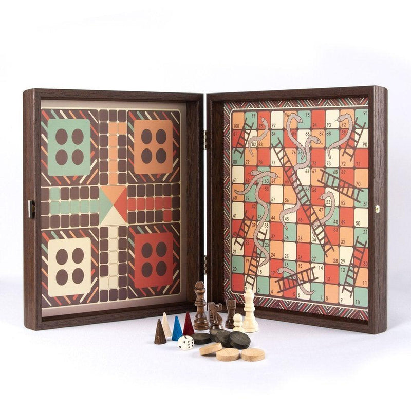 VINTAGE STYLE - 4 in 1 Combo Game - Chess/Backgammon/Ludo/Snakes-Combo Games-Manopoulos-Medium-Kvalitetstid AS
