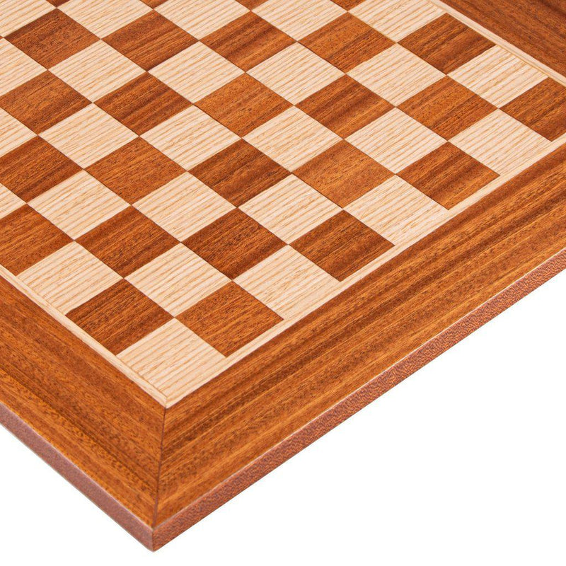 MAHOGANY WOOD & OAK INLAID handcrafted chessboard 34x34cm (Small)-Bordspill-Manopoulos-Small-Kvalitetstid AS